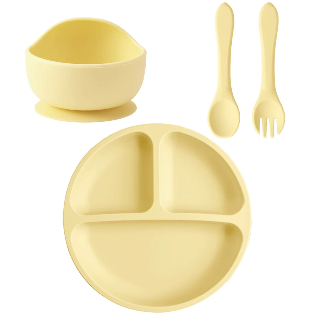 4PCS Conjunto de Alimentação em Silicone 4 Peças — Bebé